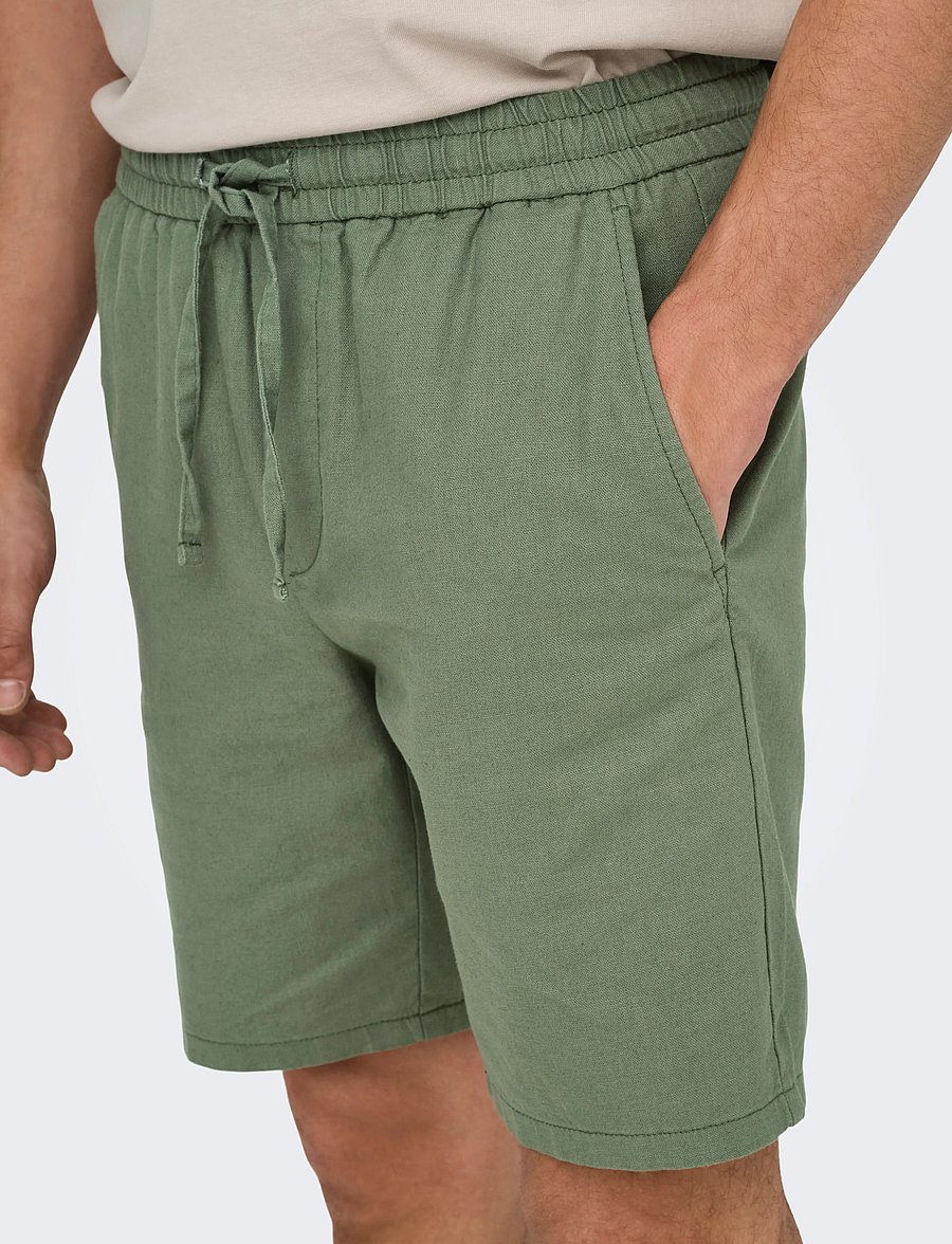 ONLY & SONS - ONSLINUS 0007 COT LIN SHORTS NOOS - linased lühikesed püksid - sea spray - 5