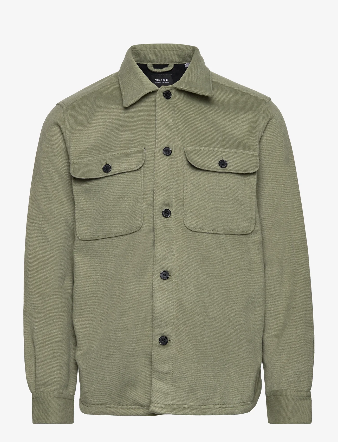 ONLY & SONS - ONSASH OVR WOOLEN LOOK PKT LS SHIRT BP - mehed - oil green - 0