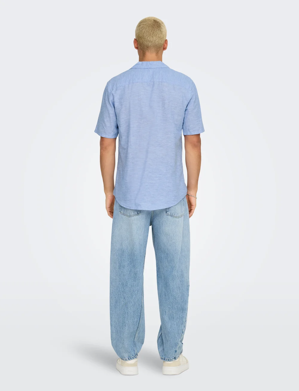 ONLY & SONS - ONSCAIDEN SS SOLID RESORT LINEN NOOS - pellavakauluspaidat - ashleigh blue - 3
