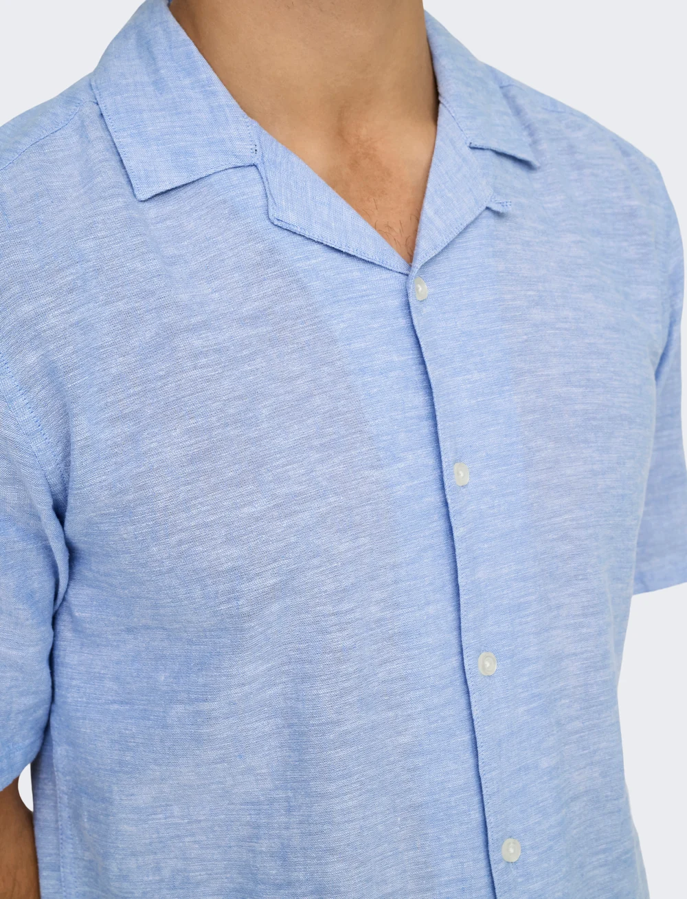 ONLY & SONS - ONSCAIDEN SS SOLID RESORT LINEN NOOS - pellavakauluspaidat - ashleigh blue - 4