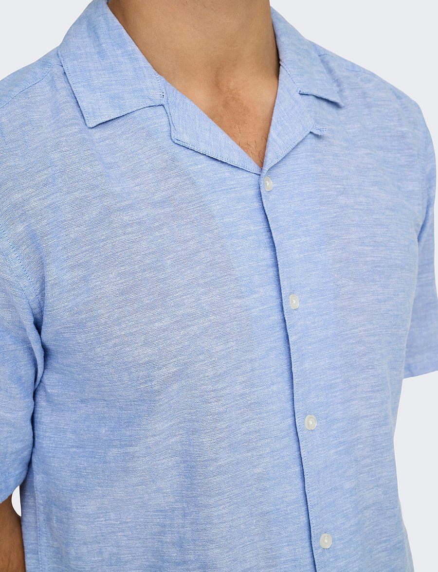 ONLY & SONS - ONSCAIDEN SS SOLID RESORT LINEN NOOS - linased särgid - ashleigh blue - 4