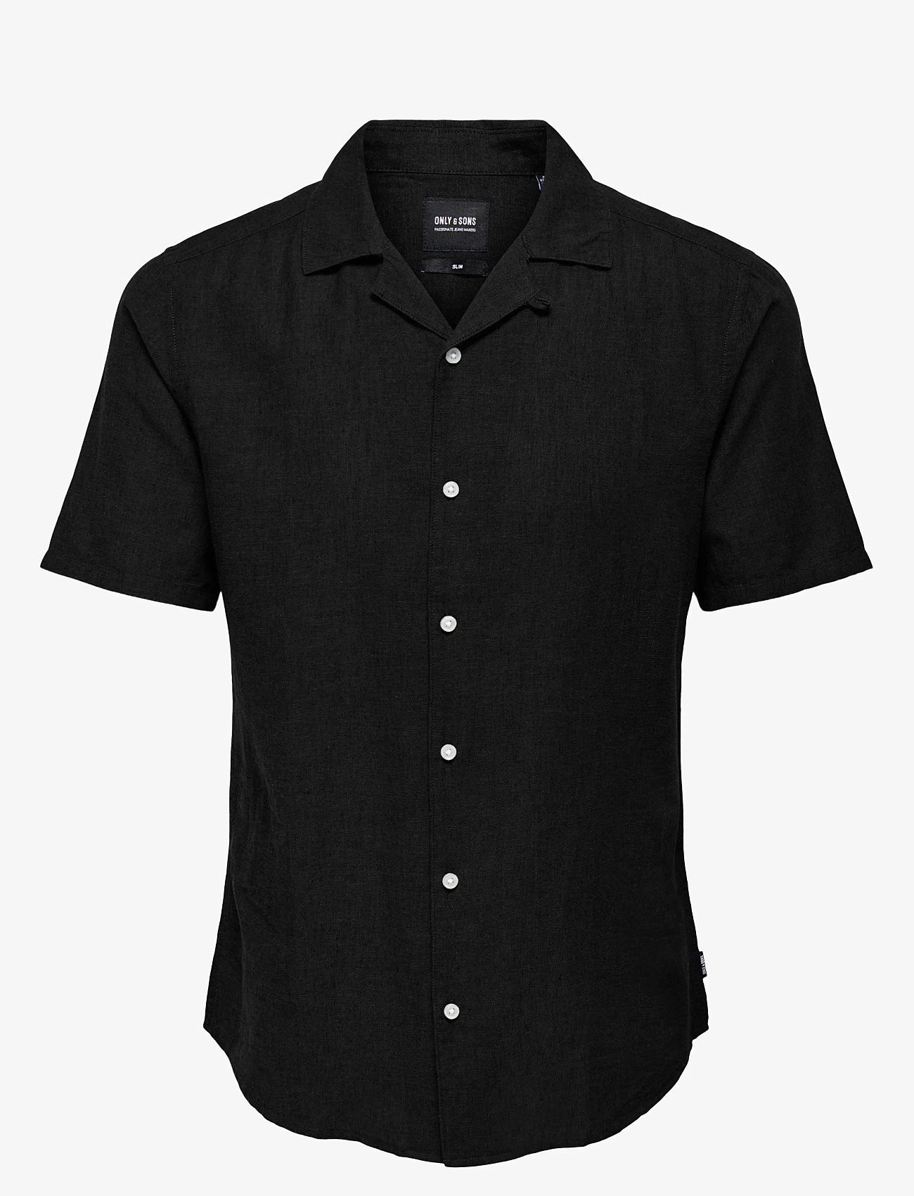 ONLY & SONS - ONSCAIDEN SS SOLID RESORT LINEN SHIRT - madalaimad hinnad - black - 1