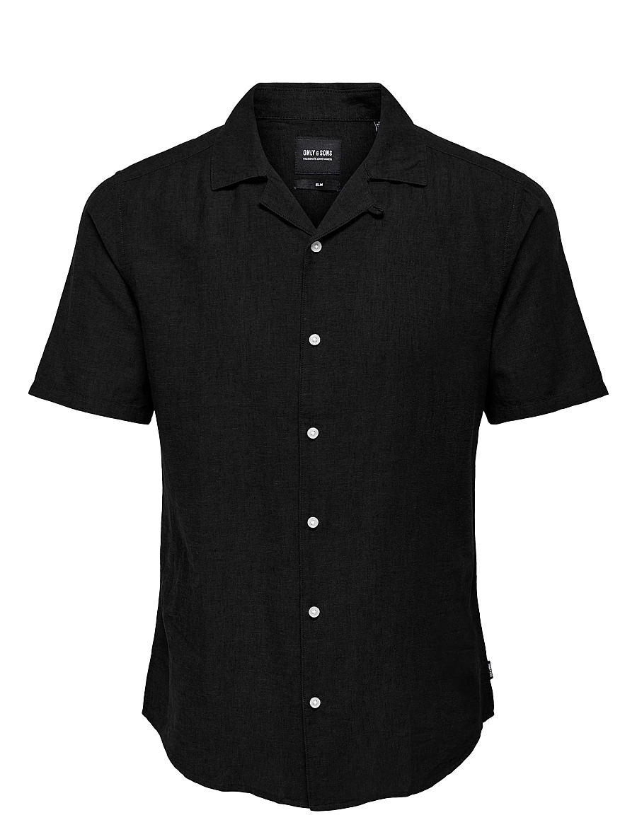 ONLY & SONS - ONSCAIDEN SS SOLID RESORT LINEN NOOS - hörskyrtur - black - 1