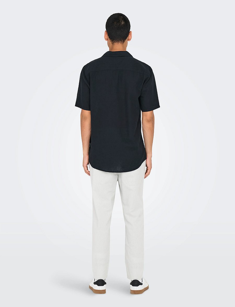 ONLY & SONS - ONSCAIDEN SS SOLID RESORT LINEN NOOS - hörskyrtur - black - 3