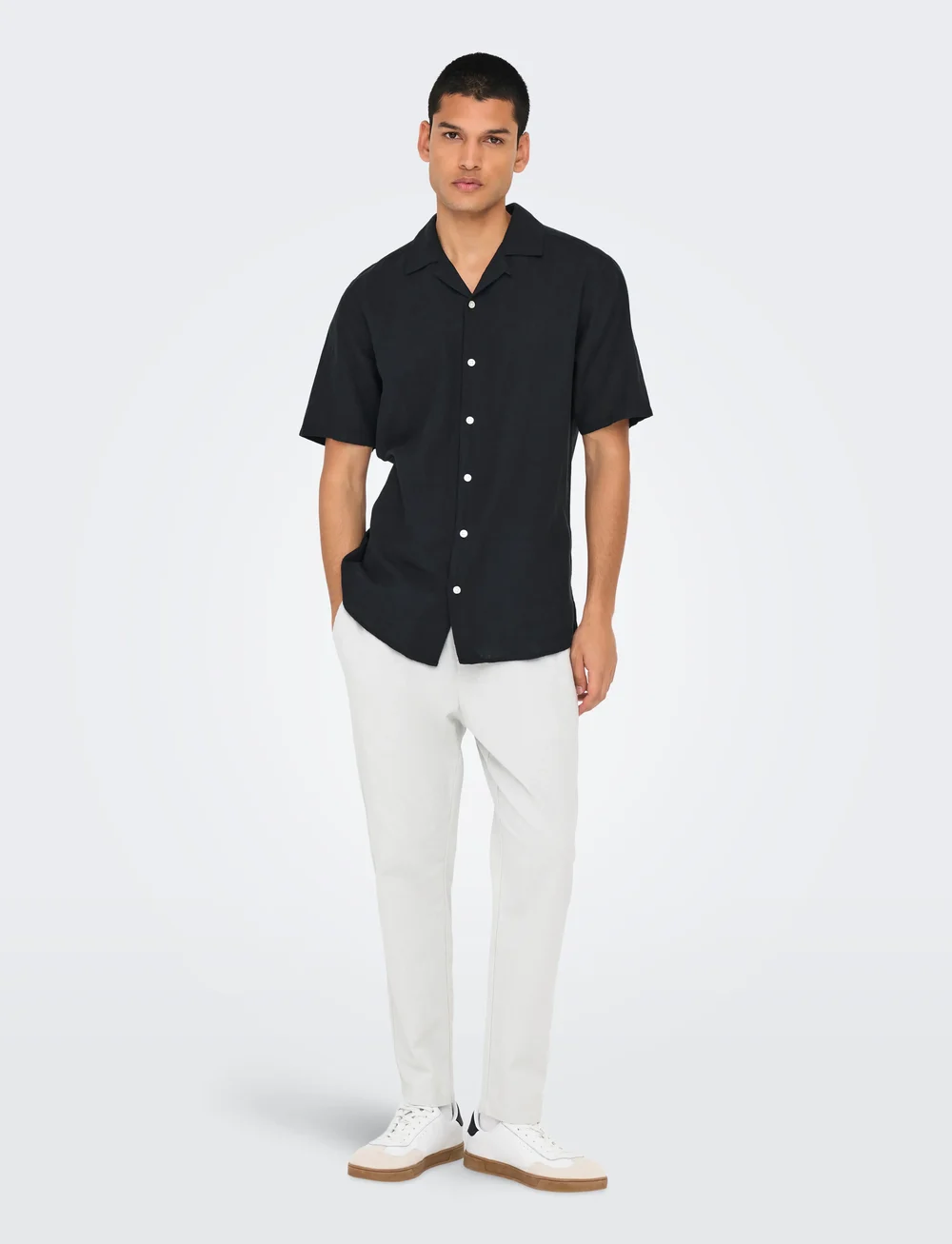 ONLY & SONS - ONSCAIDEN SS SOLID RESORT LINEN NOOS - leinenhemden - black - 4