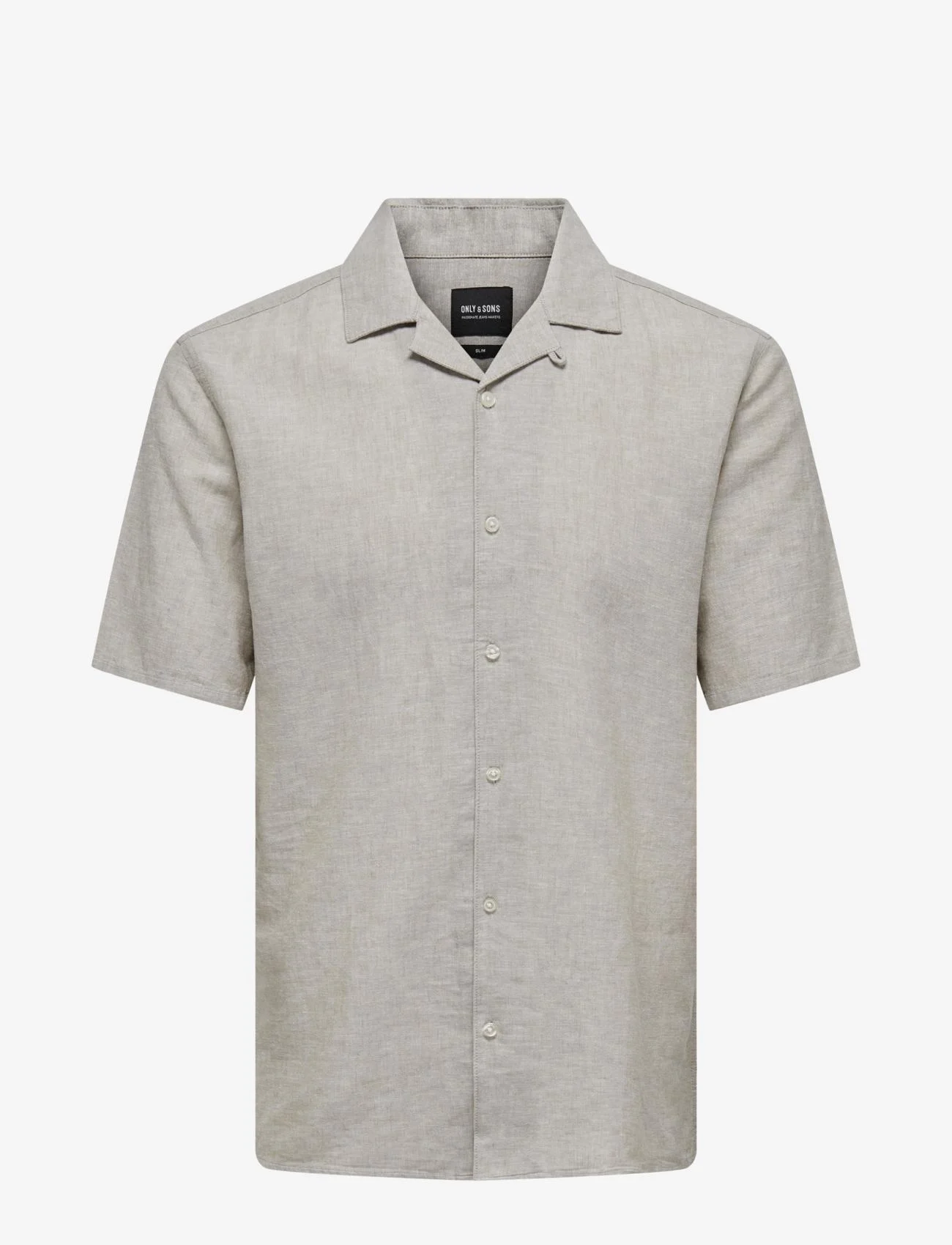 ONLY & SONS - ONSCAIDEN SS SOLID RESORT LINEN NOOS - linen shirts - chinchilla - 0