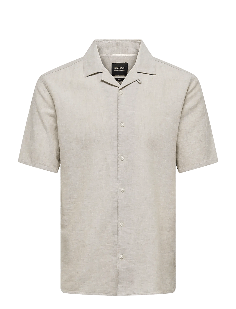 ONLY & SONS - ONSCAIDEN SS SOLID RESORT LINEN SHIRT - linskjorter - chinchilla - 1