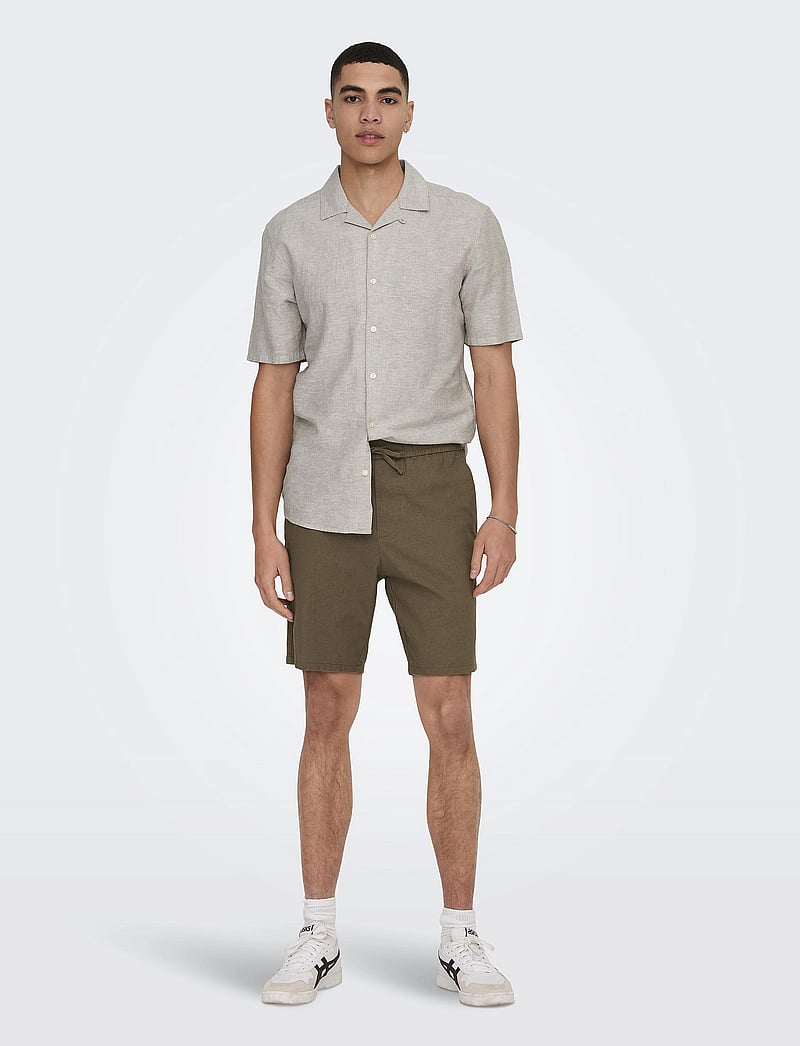 ONLY & SONS - ONSCAIDEN LIFE SS SOLID RESORT LINENNOOS - linased särgid - chinchilla - 4