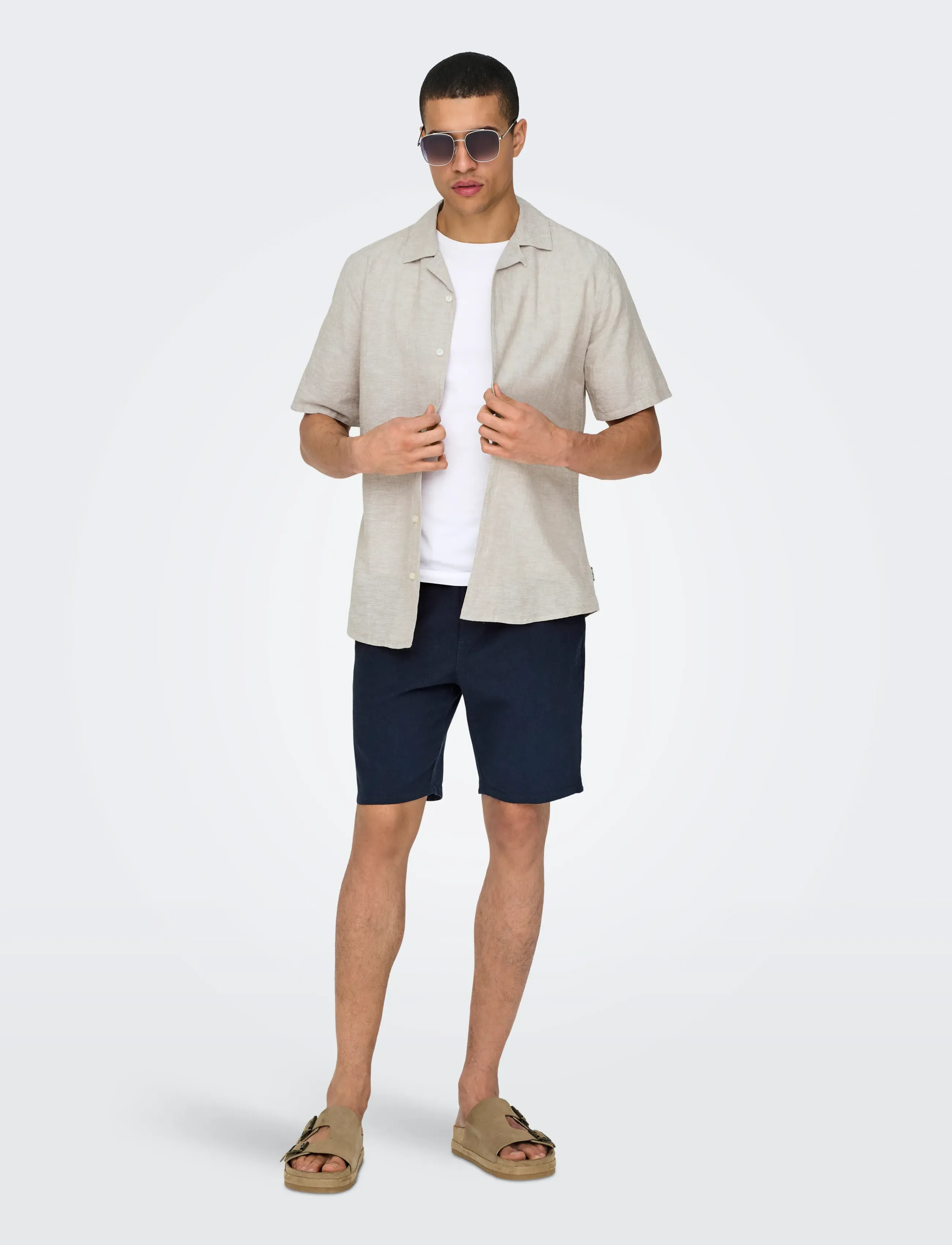ONLY & SONS Onscaiden Life Ss Solid Resort Line Linneskjortor dam – bild 10