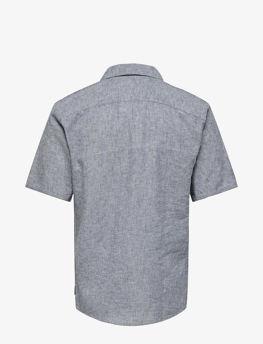 ONLY & SONS - ONSCAIDEN SS SOLID RESORT LINEN NOOS - hørskjorter - dress blues - 2