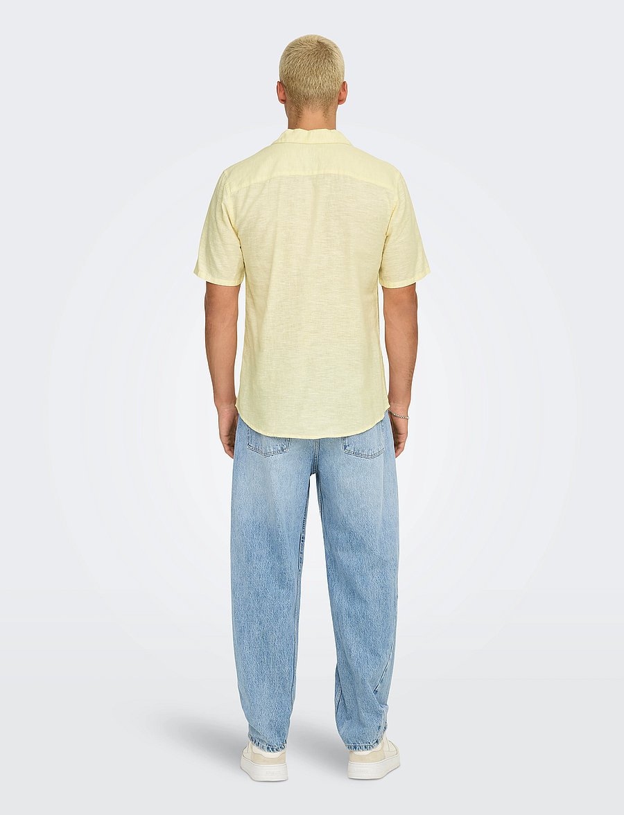 ONLY & SONS - ONSCAIDEN SS SOLID RESORT LINEN NOOS - linneskjortor - flan - 3