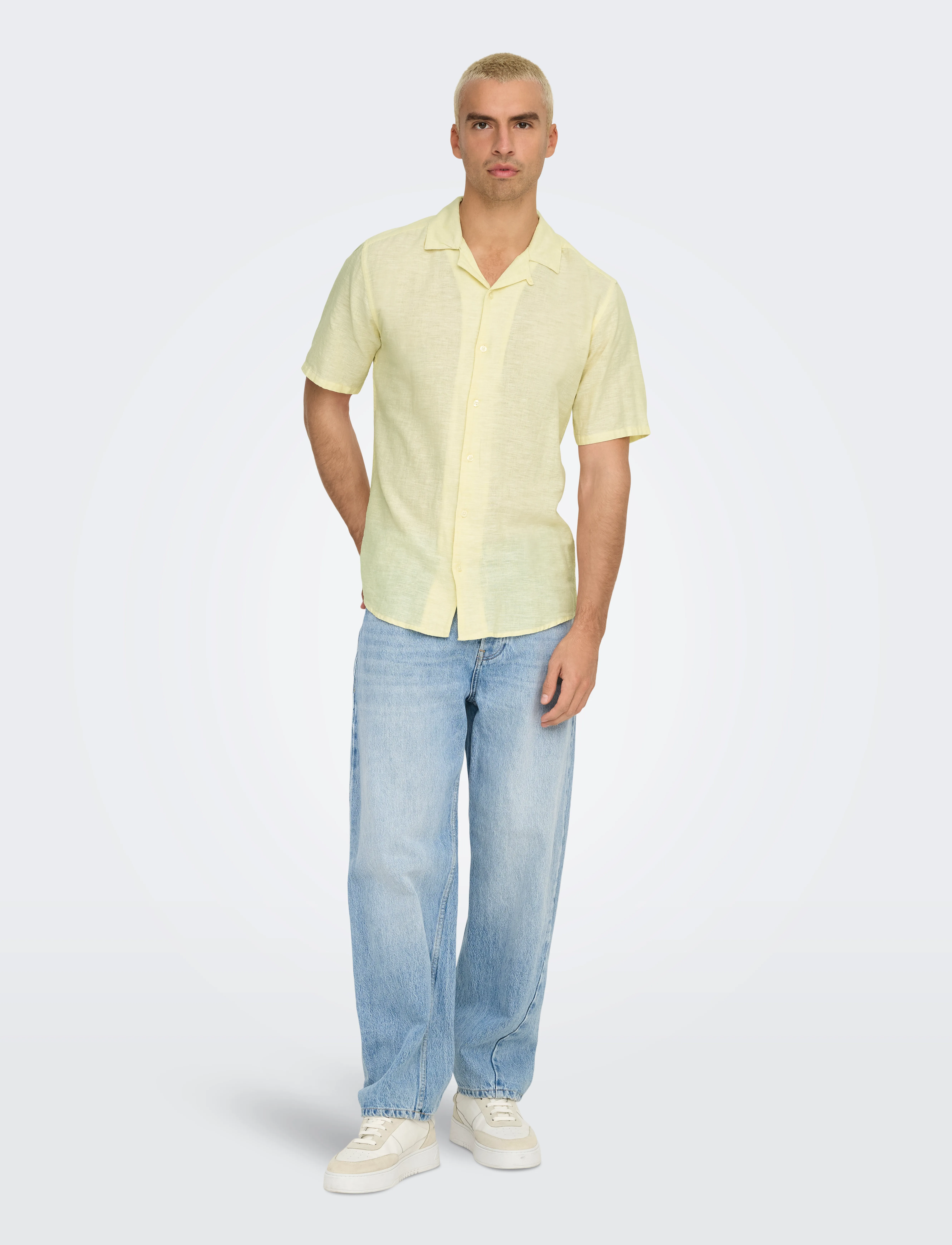 ONLY & SONS - ONSCAIDEN SS SOLID RESORT LINEN NOOS - zemākās cenas - flan - 4