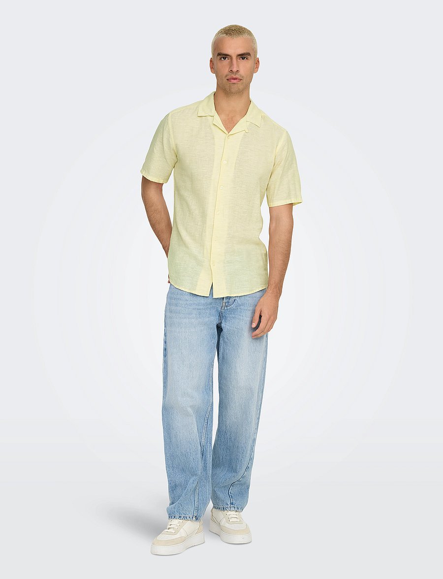 ONLY & SONS - ONSCAIDEN SS SOLID RESORT LINEN NOOS - linneskjortor - flan - 4