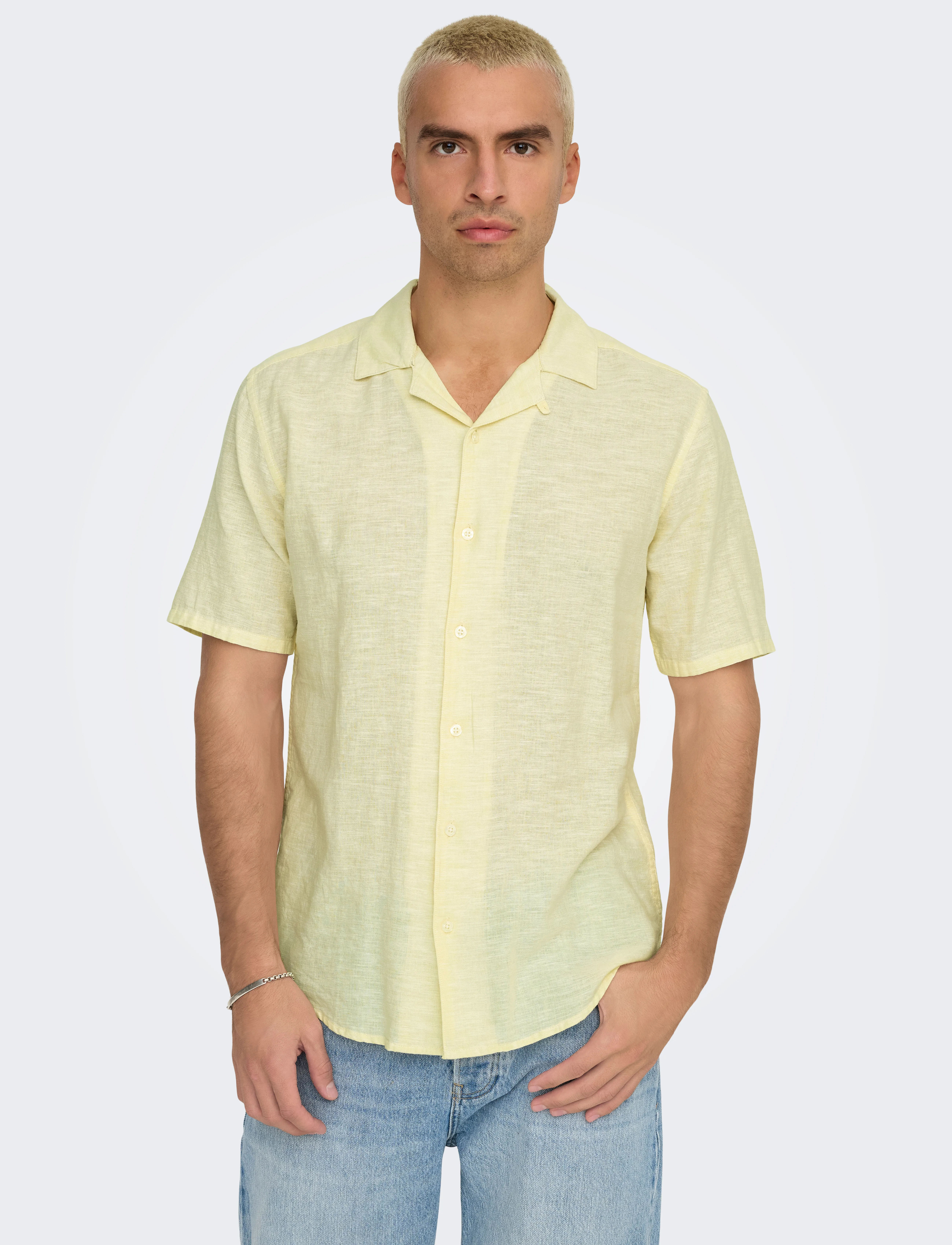 ONLY & SONS - ONSCAIDEN SS SOLID RESORT LINEN NOOS - zemākās cenas - flan - 5