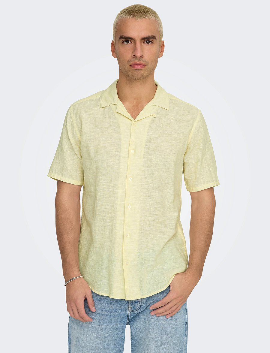 ONLY & SONS - ONSCAIDEN SS SOLID RESORT LINEN NOOS - linneskjortor - flan - 5