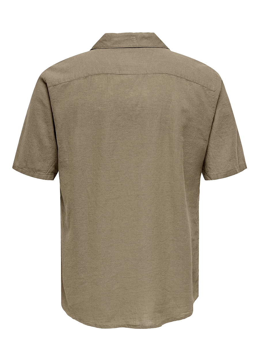 ONLY & SONS - ONSCAIDEN SS SOLID RESORT LINEN NOOS - linneskjortor - fossil - 2
