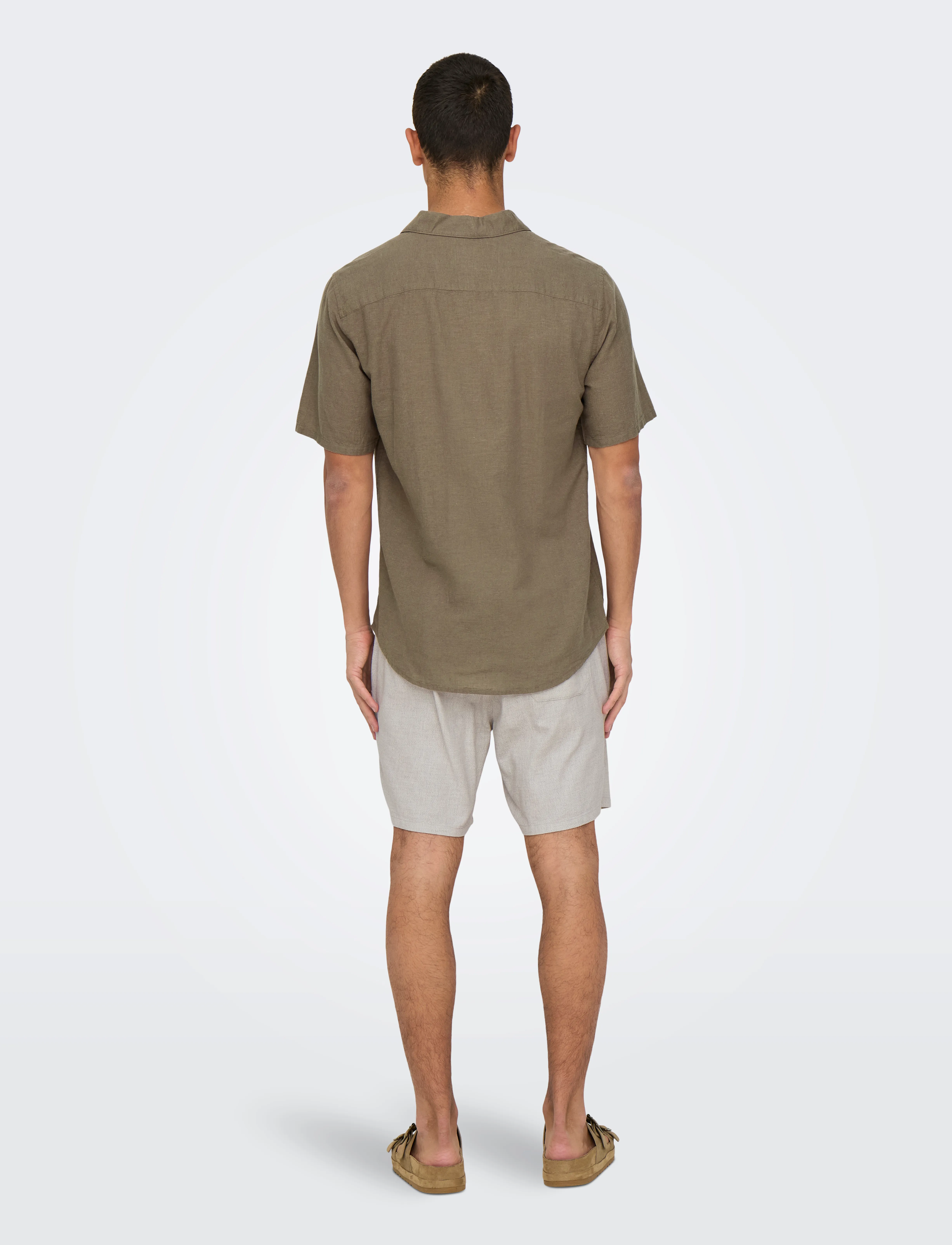 ONLY & SONS - ONSCAIDEN SS SOLID RESORT LINEN NOOS - linneskjortor - fossil - 3