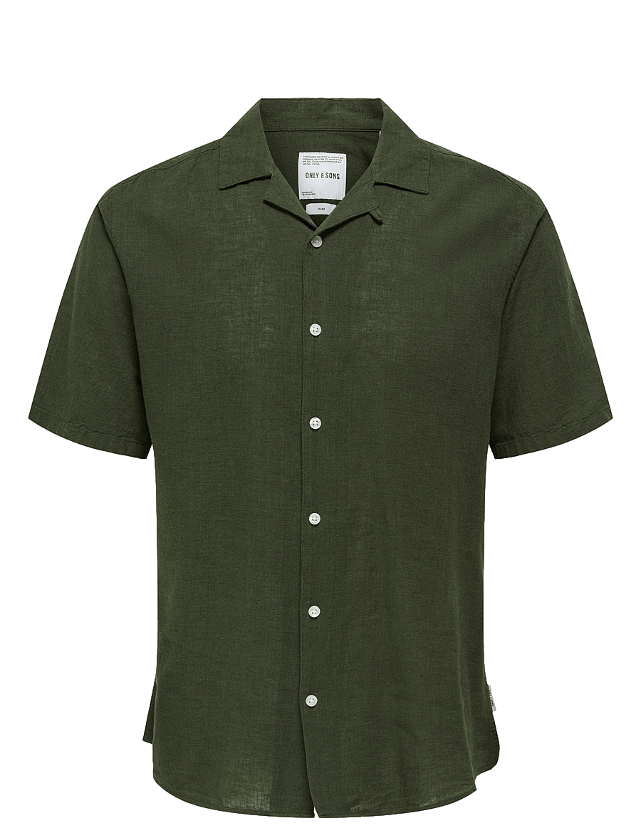 ONLY & SONS - ONSCAIDEN SS SOLID RESORT LINEN NOOS - hørskjorter - kambaba - 1