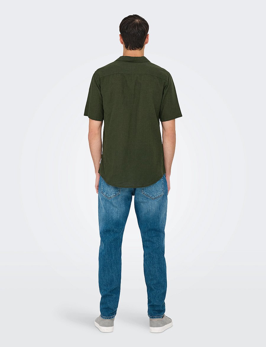 ONLY & SONS - ONSCAIDEN SS SOLID RESORT LINEN NOOS - hørskjorter - kambaba - 3