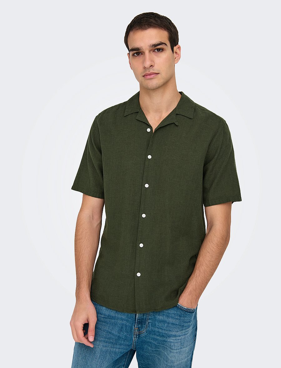 ONLY & SONS - ONSCAIDEN SS SOLID RESORT LINEN NOOS - hørskjorter - kambaba - 4