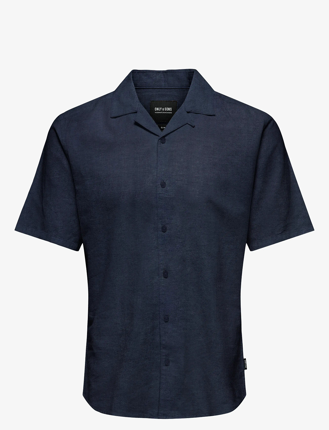 ONLY & SONS - ONSCAIDEN SS SOLID RESORT LINEN NOOS - linen shirts - night sky - 1