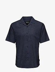ONLY & SONS - ONSCAIDEN SS SOLID RESORT LINEN NOOS - linen shirts - night sky - 0