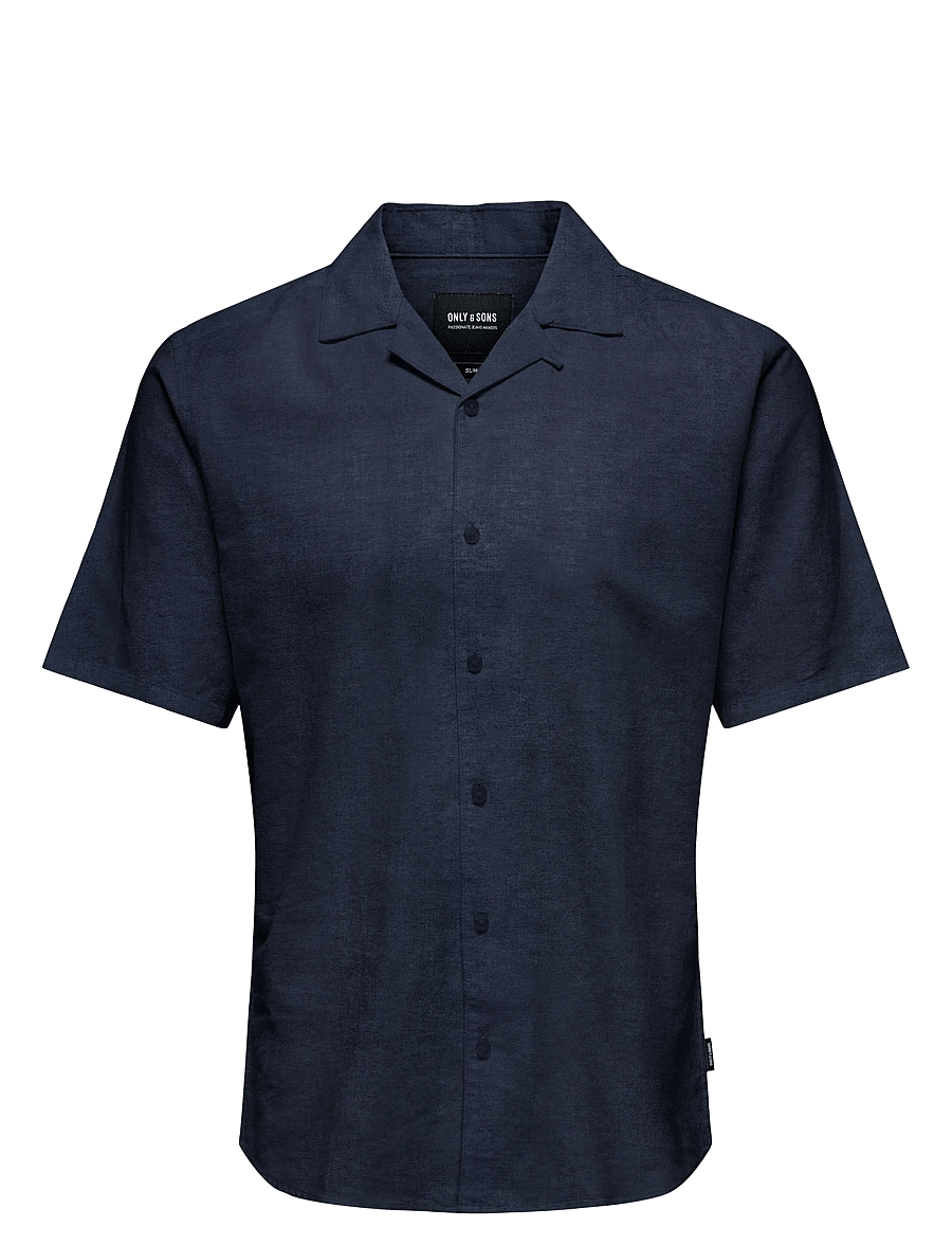 ONLY & SONS - ONSCAIDEN SS SOLID RESORT LINEN NOOS - linneskjortor - night sky - 1
