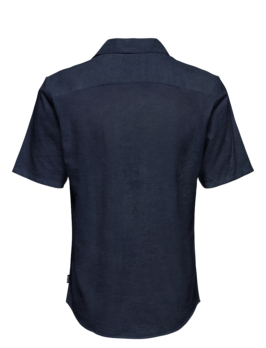 ONLY & SONS - ONSCAIDEN SS SOLID RESORT LINEN NOOS - linneskjortor - night sky - 2