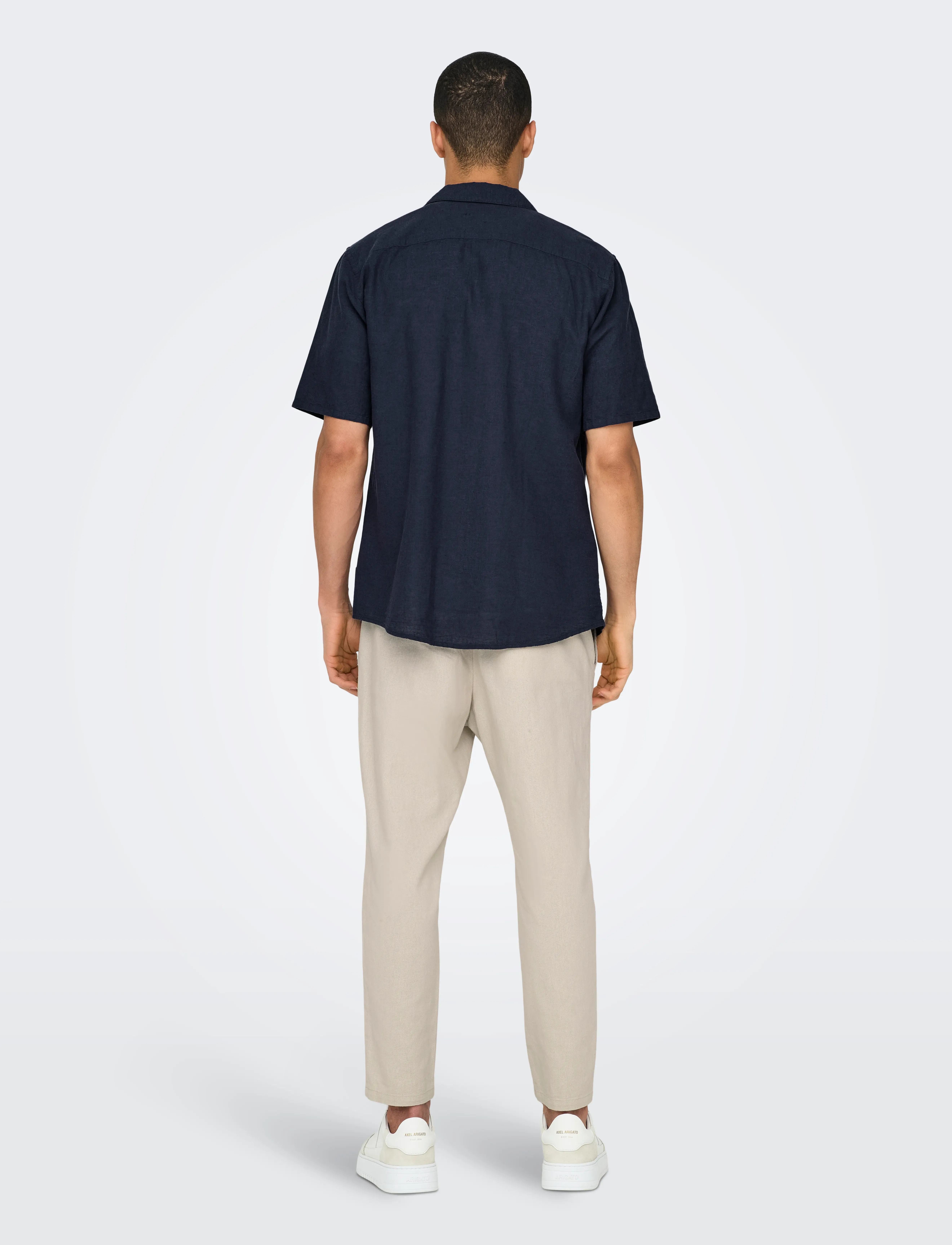 ONLY & SONS - ONSCAIDEN SS SOLID RESORT LINEN NOOS - linen shirts - night sky - 3