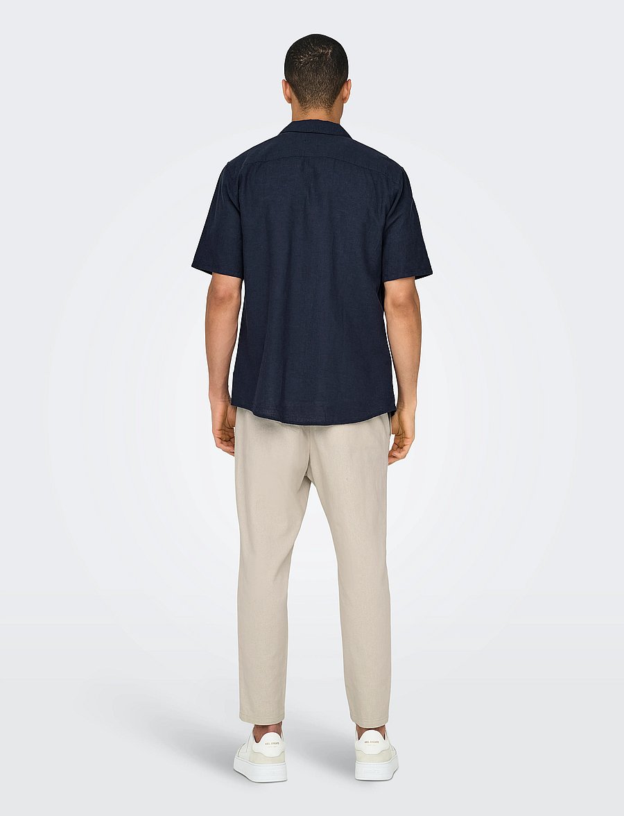 ONLY & SONS - ONSCAIDEN SS SOLID RESORT LINEN NOOS - linneskjortor - night sky - 3