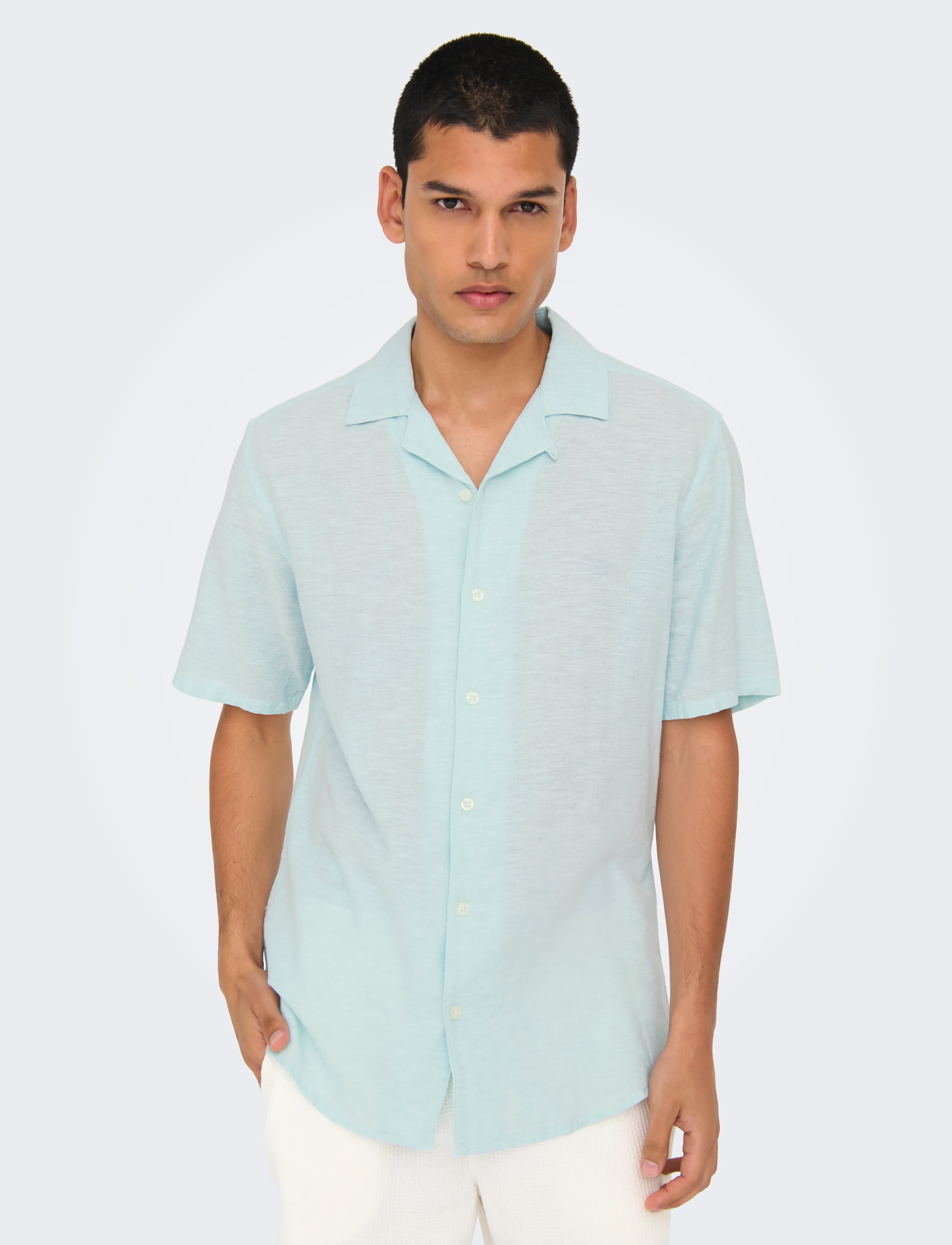 ONLY & SONS - ONSCAIDEN SS SOLID RESORT LINEN NOOS - linneskjortor - plume - 4