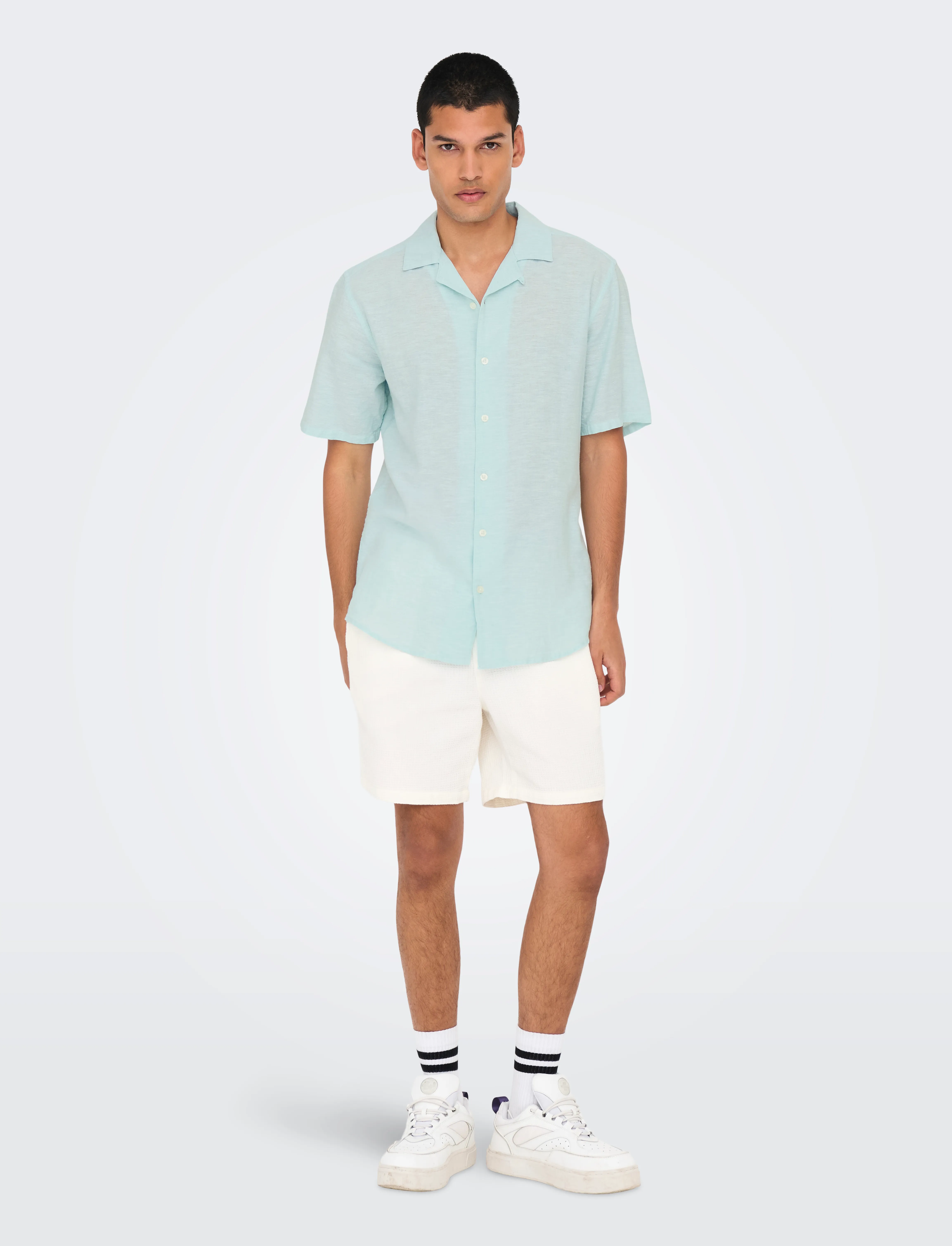 ONLY & SONS - ONSCAIDEN SS SOLID RESORT LINEN NOOS - linneskjortor - plume - 5