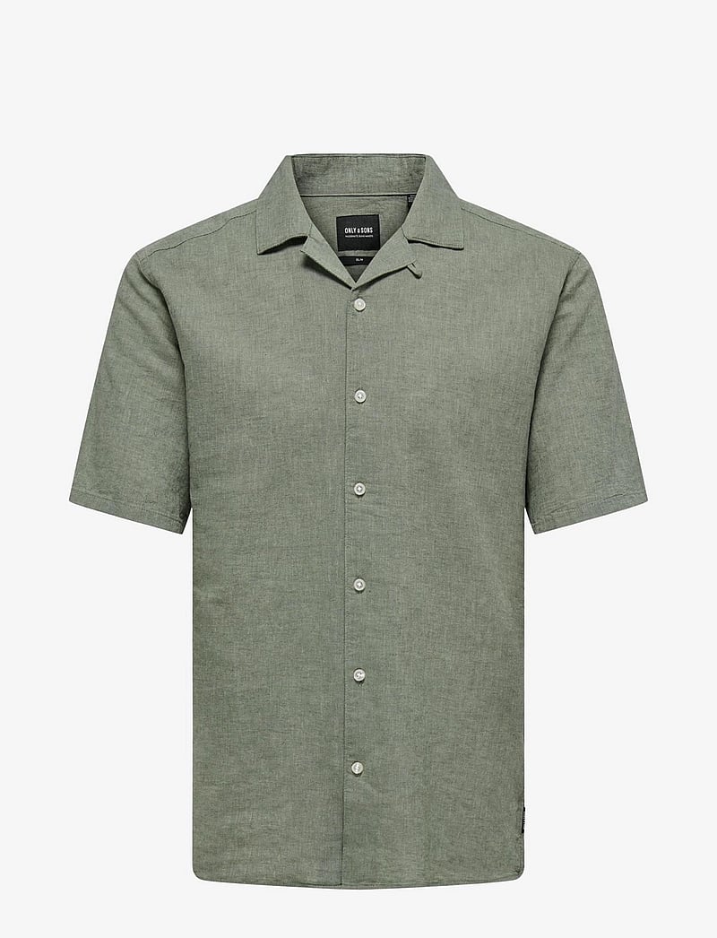 ONLY & SONS - ONSCAIDEN SS SOLID RESORT LINEN NOOS - linen shirts - swamp - 1