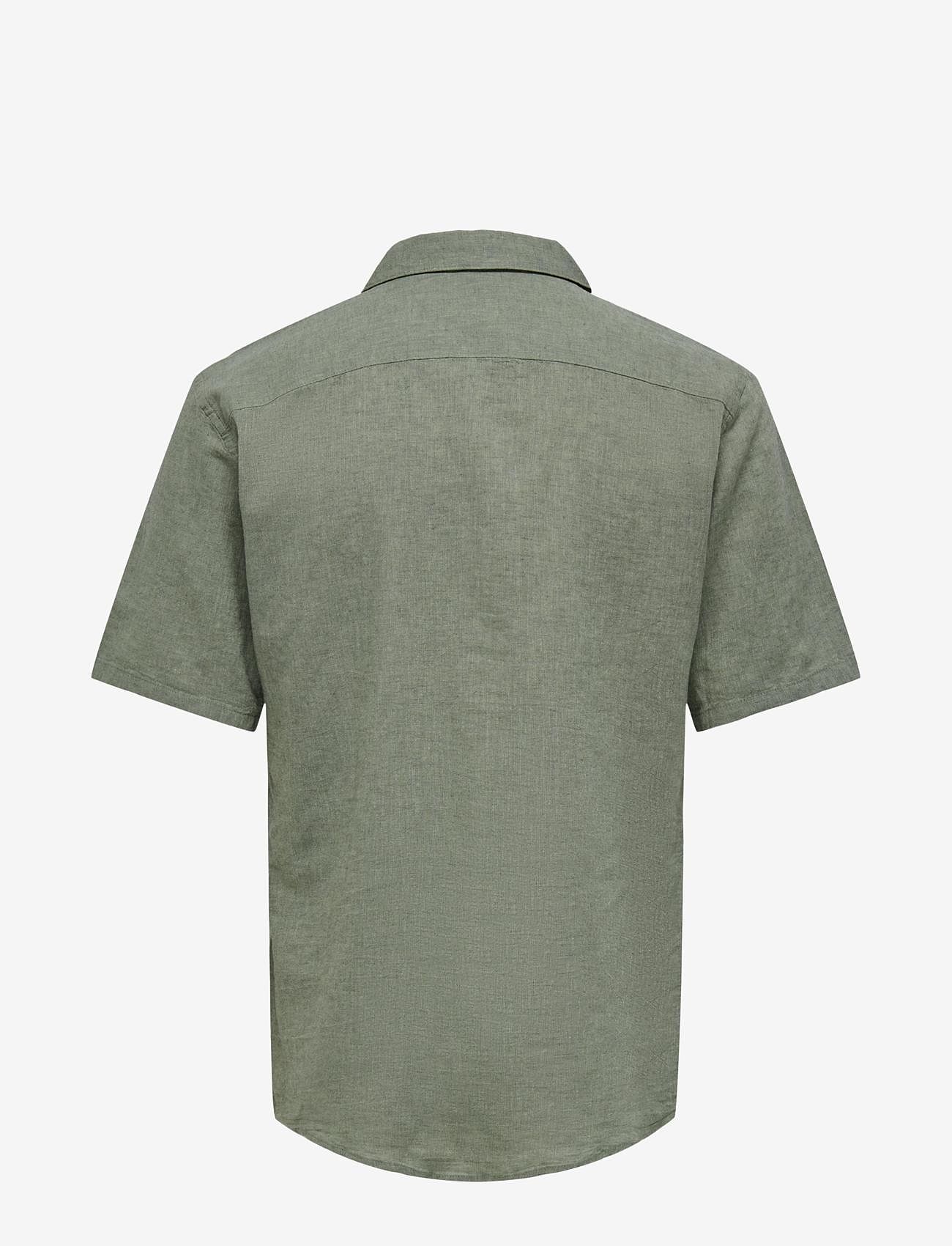 ONLY & SONS - ONSCAIDEN SS SOLID RESORT LINEN NOOS - linen shirts - swamp - 2