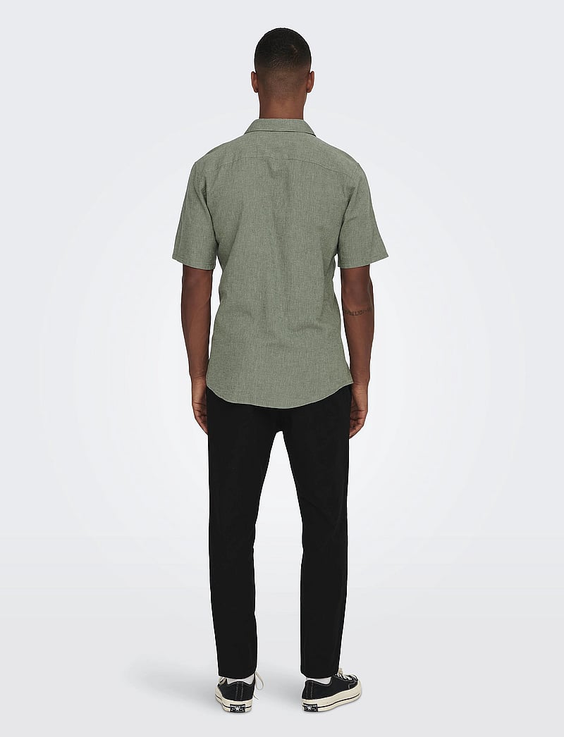 ONLY & SONS - ONSCAIDEN SS SOLID RESORT LINEN NOOS - linen shirts - swamp - 3