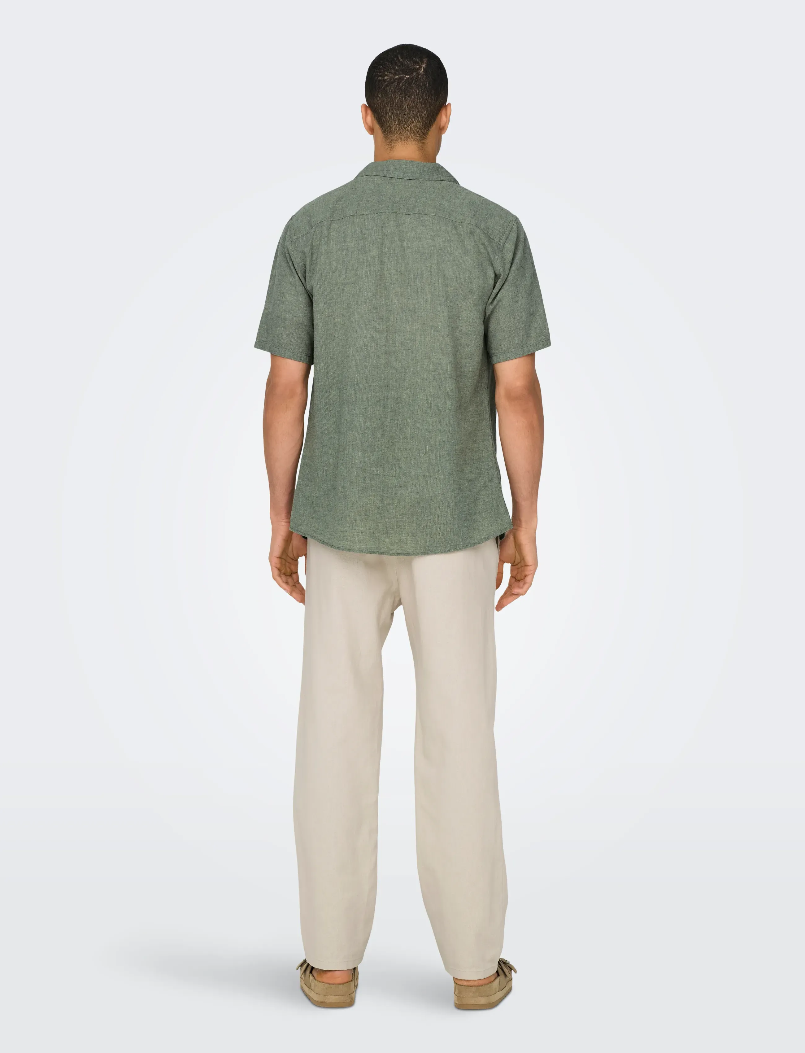 ONLY & SONS - ONSCAIDEN SS SOLID RESORT LINEN NOOS - koszule lniane - swamp - 3