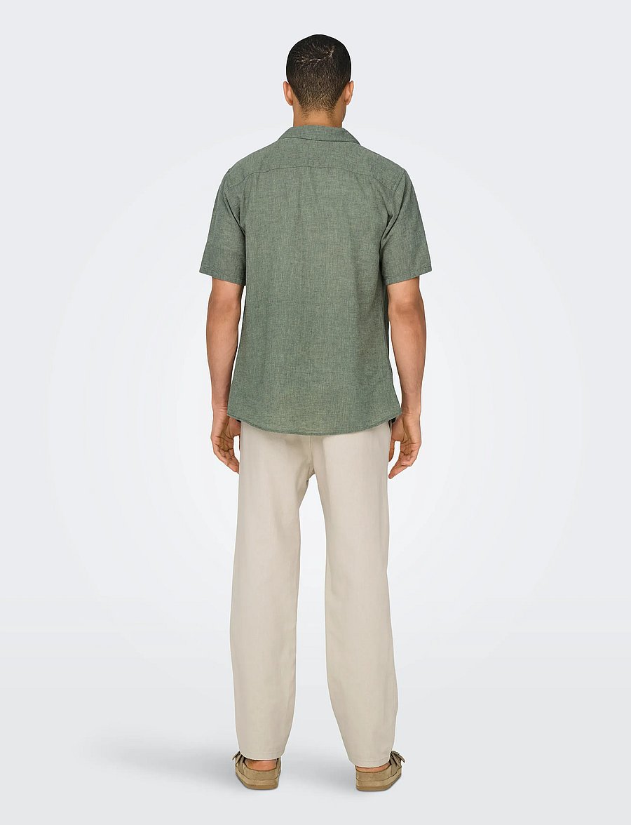 ONLY & SONS - ONSCAIDEN SS SOLID RESORT LINEN NOOS - koszule lniane - swamp - 3
