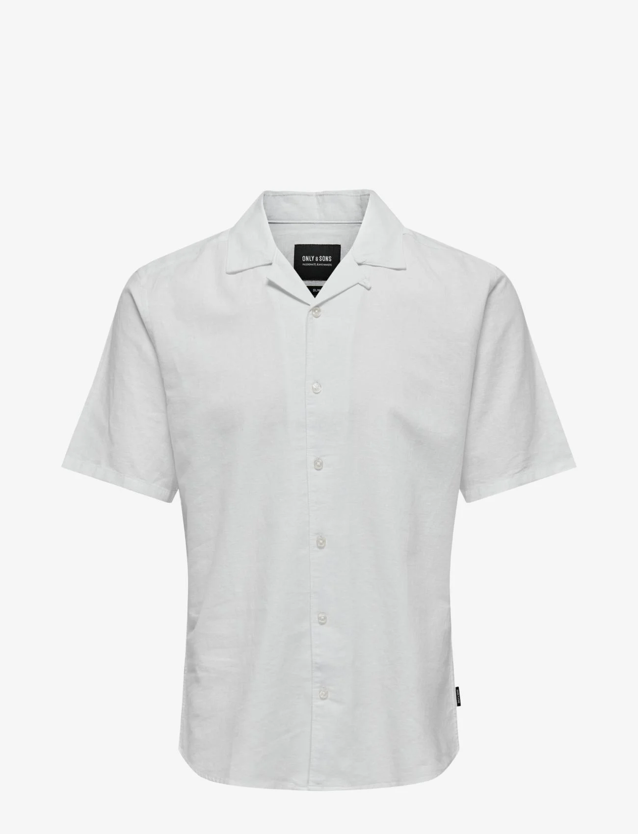 ONLY & SONS - ONSCAIDEN SS SOLID RESORT LINEN NOOS - linen shirts - white - 0