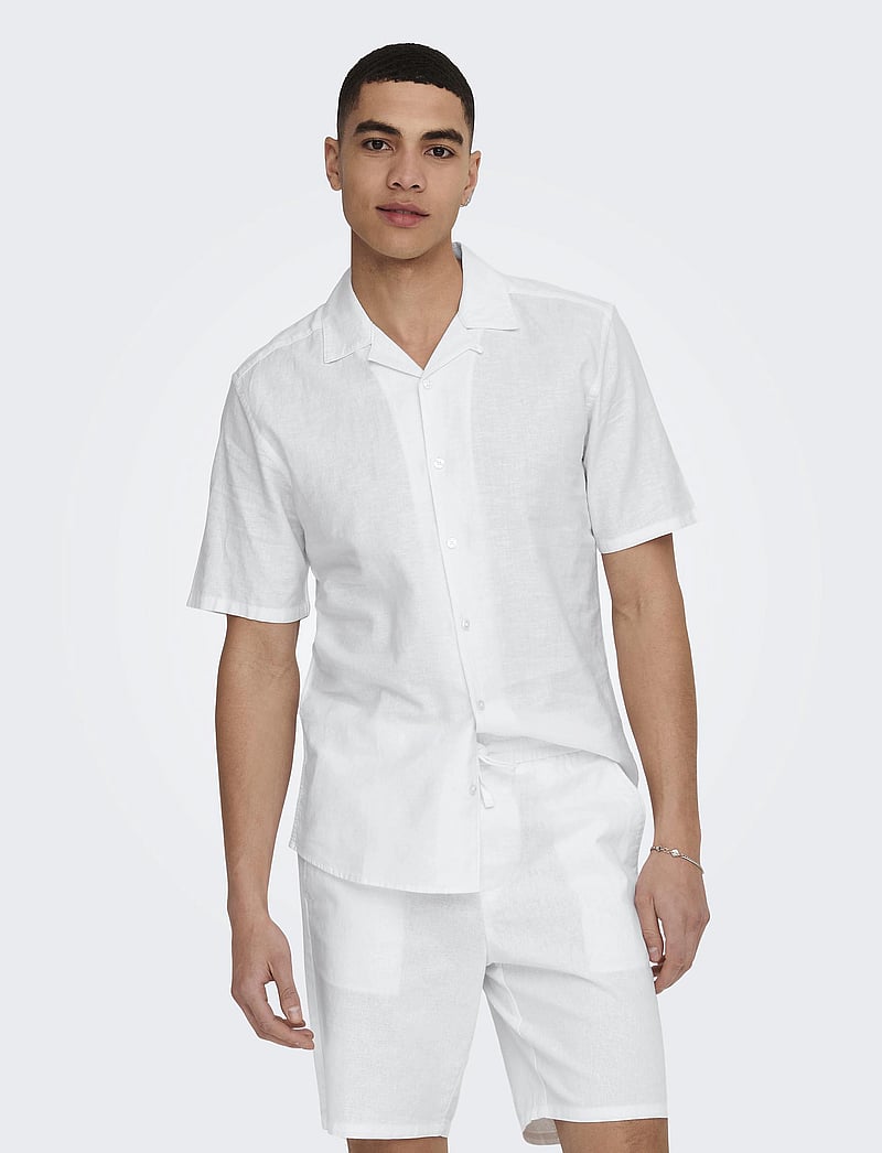 ONLY & SONS - ONSCAIDEN LIFE SS SOLID RESORT LINENNOOS - leinenhemden - white - 0