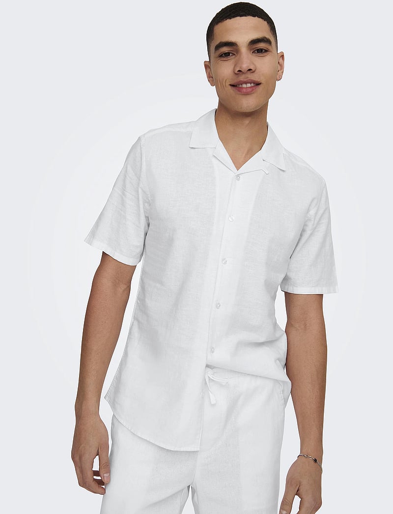 ONLY & SONS - ONSCAIDEN LIFE SS SOLID RESORT LINENNOOS - leinenhemden - white - 4