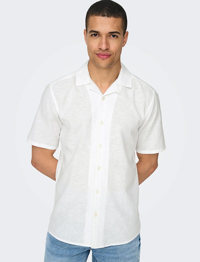 ONLY & SONS - ONSCAIDEN SS SOLID RESORT LINEN NOOS - leinenhemden - white - 5