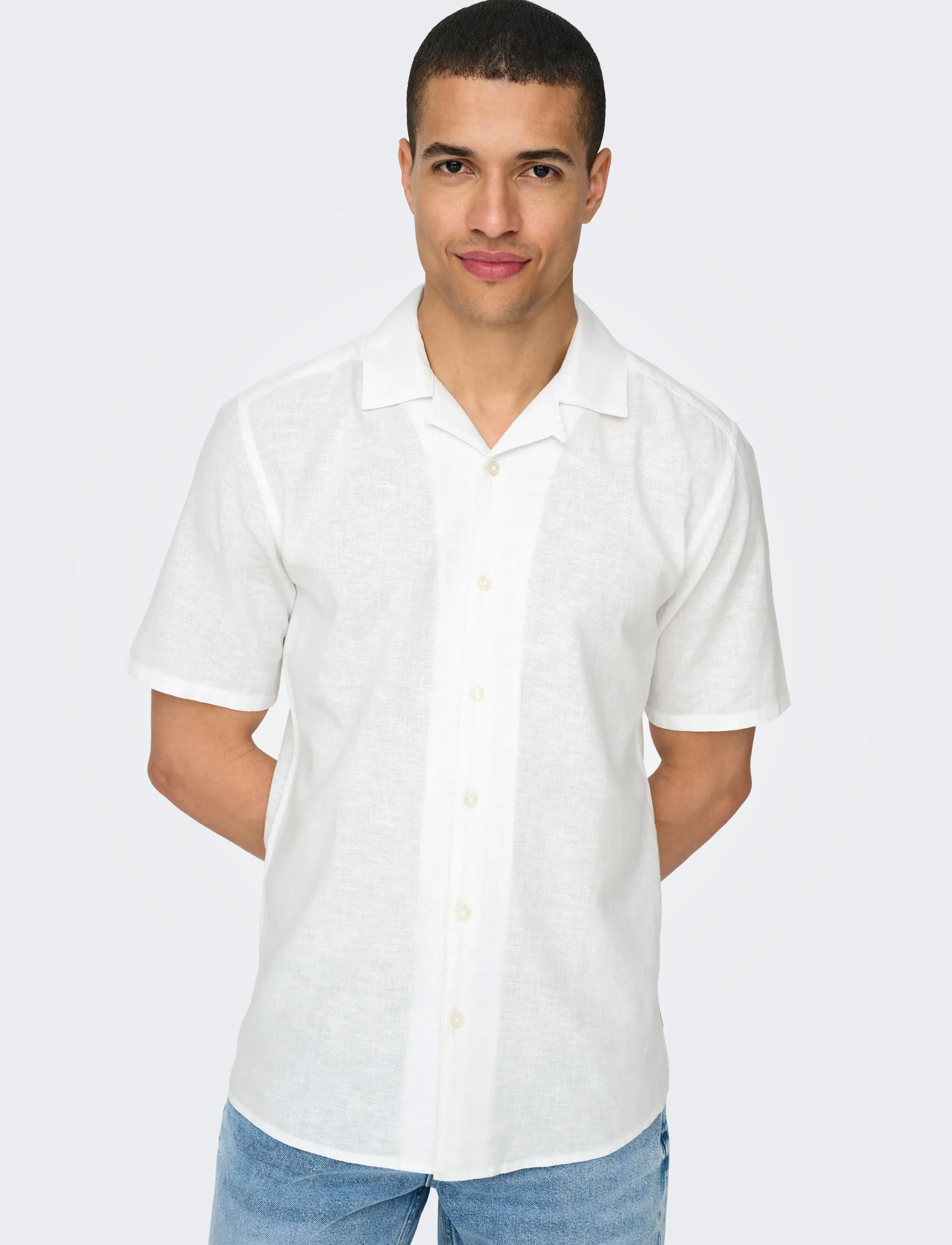 ONLY & SONS - ONSCAIDEN SS SOLID RESORT LINEN NOOS - linased särgid - white - 5