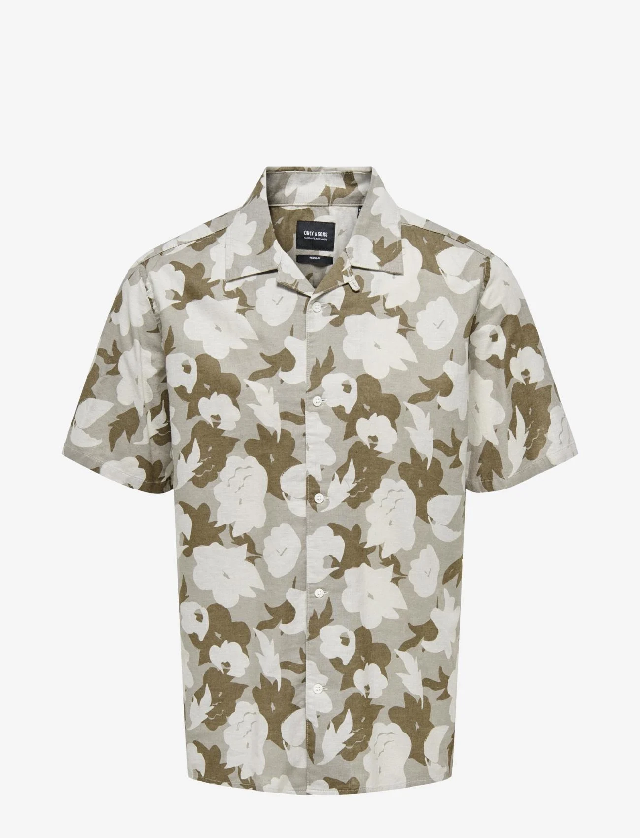 ONLY & SONS - ONSTREV REG CTN LIN AOP SS SHIRT NOOS - lowest prices - chinchilla - 0