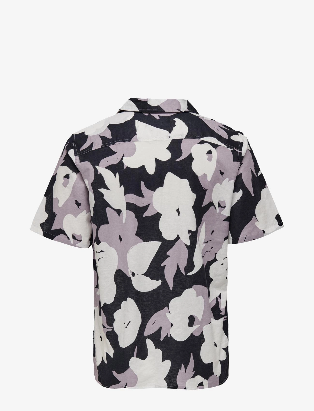 ONLY & SONS - ONSTREV REG CTN LIN AOP SS SHIRT NOOS - leinenhemden - nirvana - 2