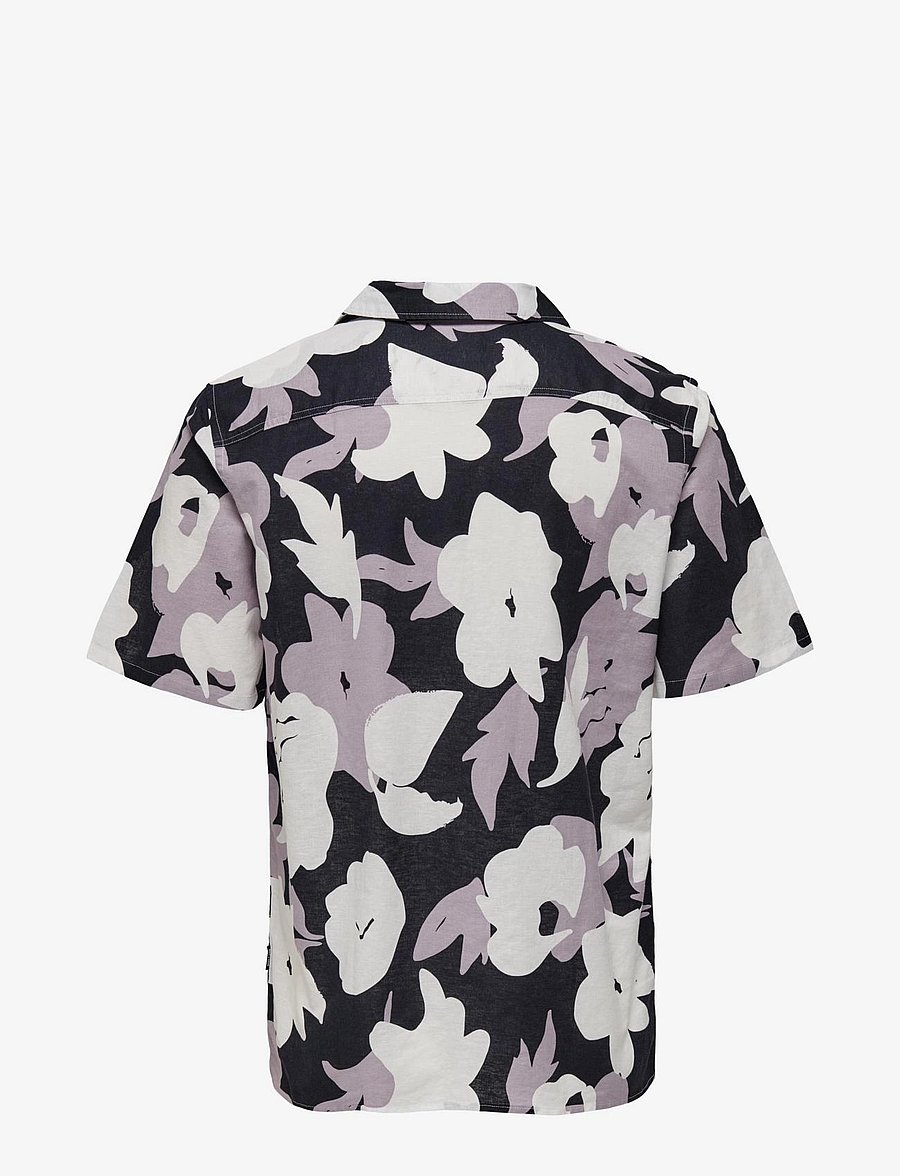 ONLY & SONS - ONSTREV REG CTN LIN AOP SS SHIRT NOOS - leinenhemden - nirvana - 2