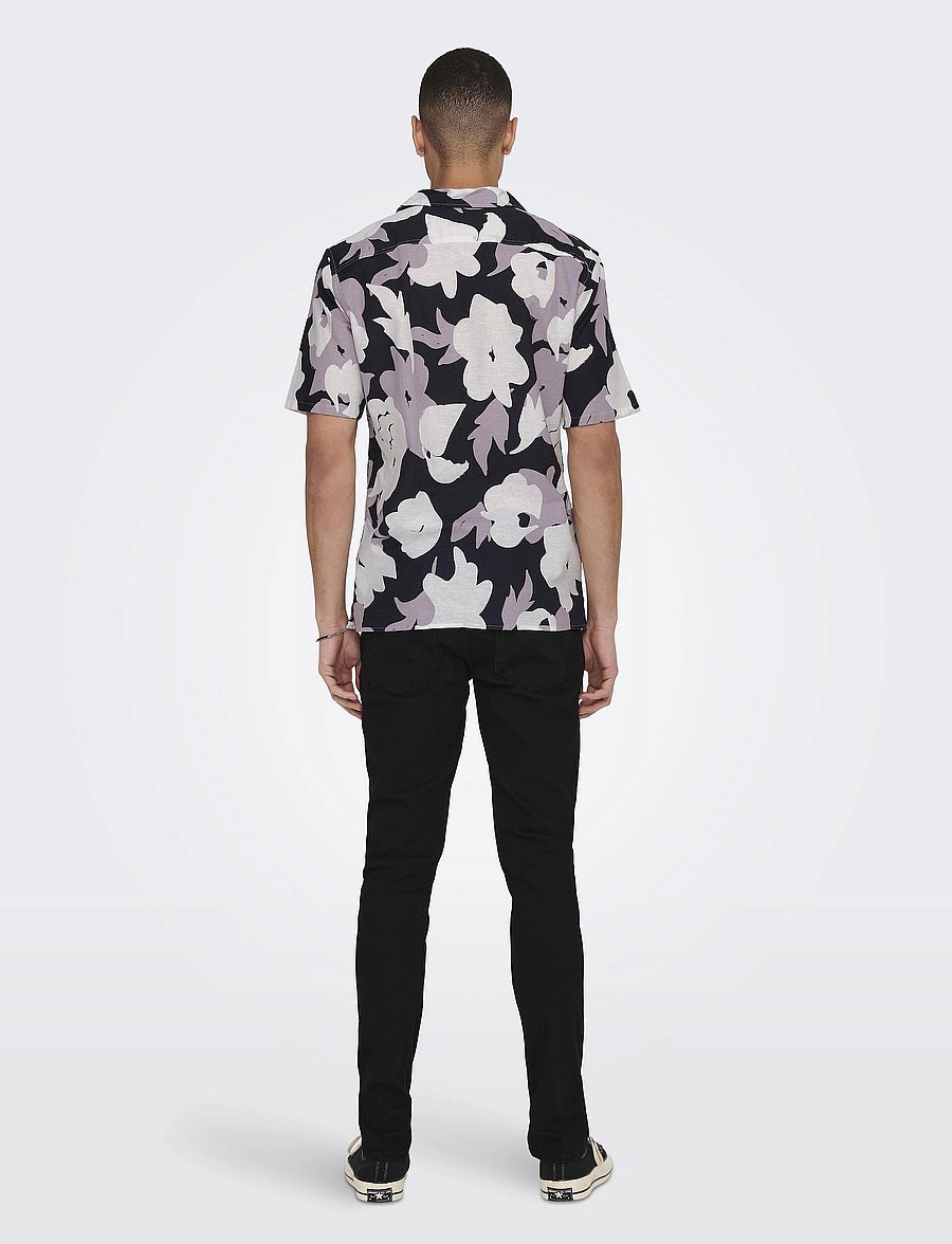 ONLY & SONS - ONSTREV REG CTN LIN AOP SS SHIRT NOOS - leinenhemden - nirvana - 3