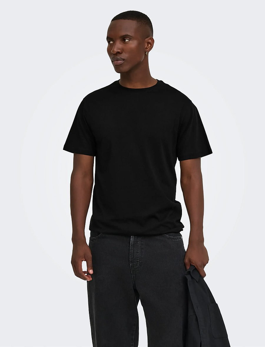 ONLY & SONS - ONSMAX LIFE SS STITCH TEE NOOS - kurzärmelige t-shirts - black - 0