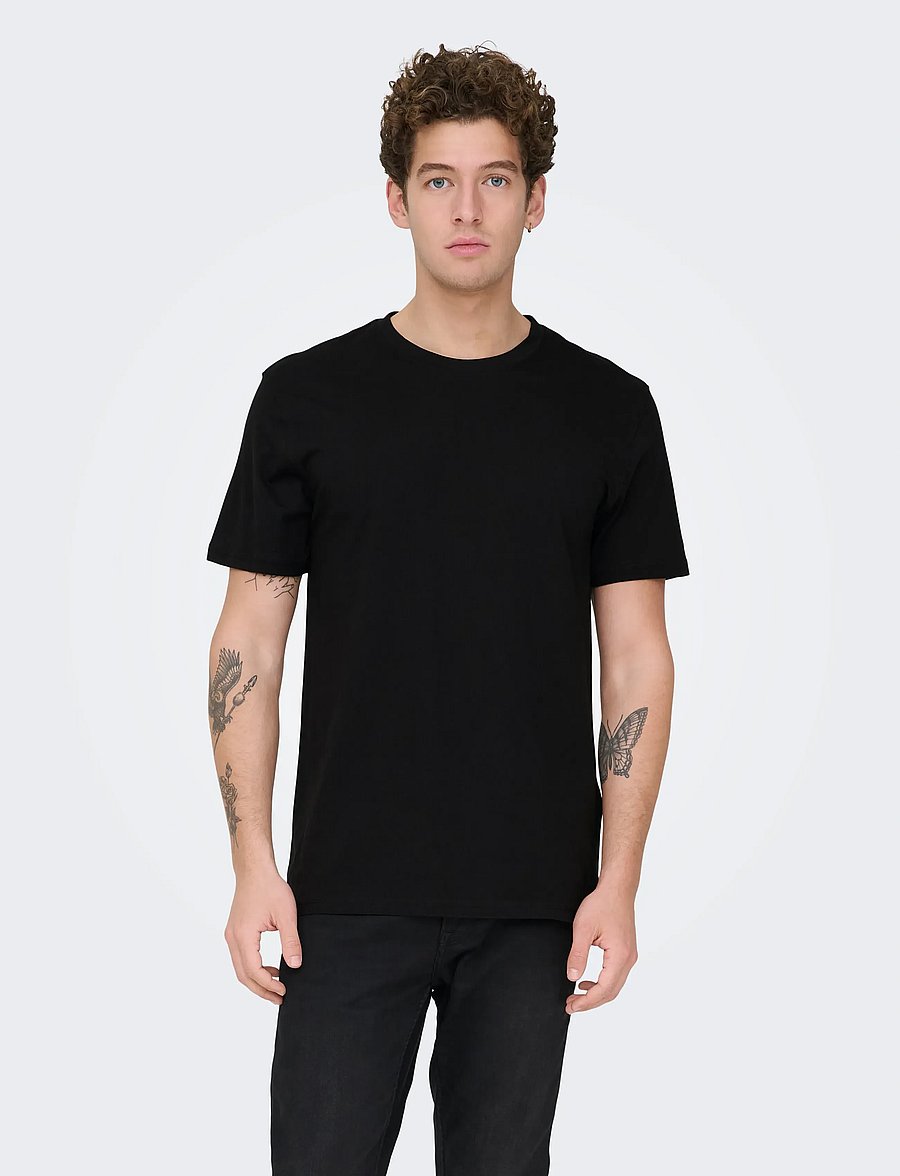 ONLY & SONS - ONSMAX LIFE SS STITCH TEE NOOS - short-sleeved t-shirts - black - 0