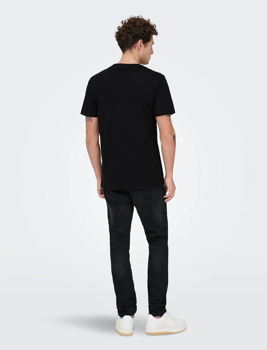 ONLY & SONS - ONSMAX LIFE SS STITCH TEE NOOS - short-sleeved t-shirts - black - 3