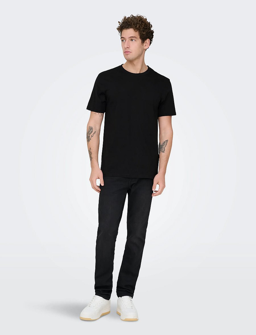 ONLY & SONS - ONSMAX LIFE SS STITCH TEE NOOS - short-sleeved t-shirts - black - 4